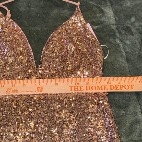 HELLO MOLLY Glitter Gypsy Dress Bronze Women's Small (4) Cocktail Homecoming - Picture 9 of 10